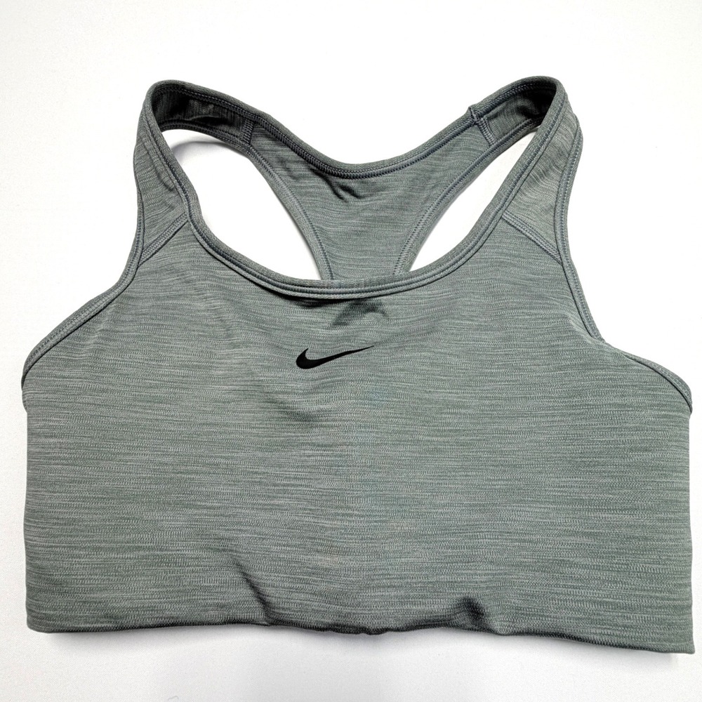 Nike Swoosh Medium Support Sports Bra Women Small Gray Racerback BV3636 084